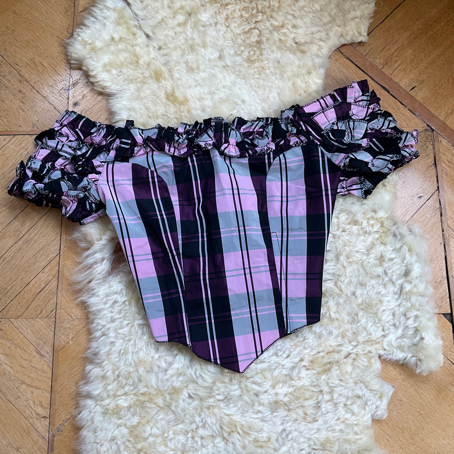 Pink tartan corset top