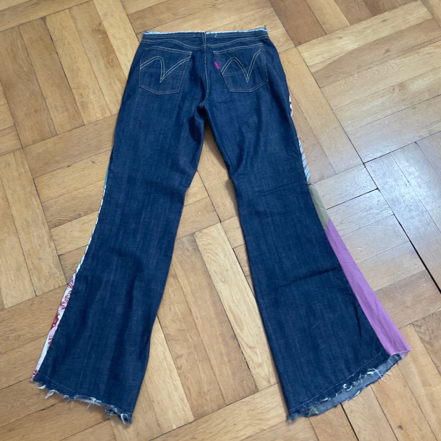 Flared patchwork jeans