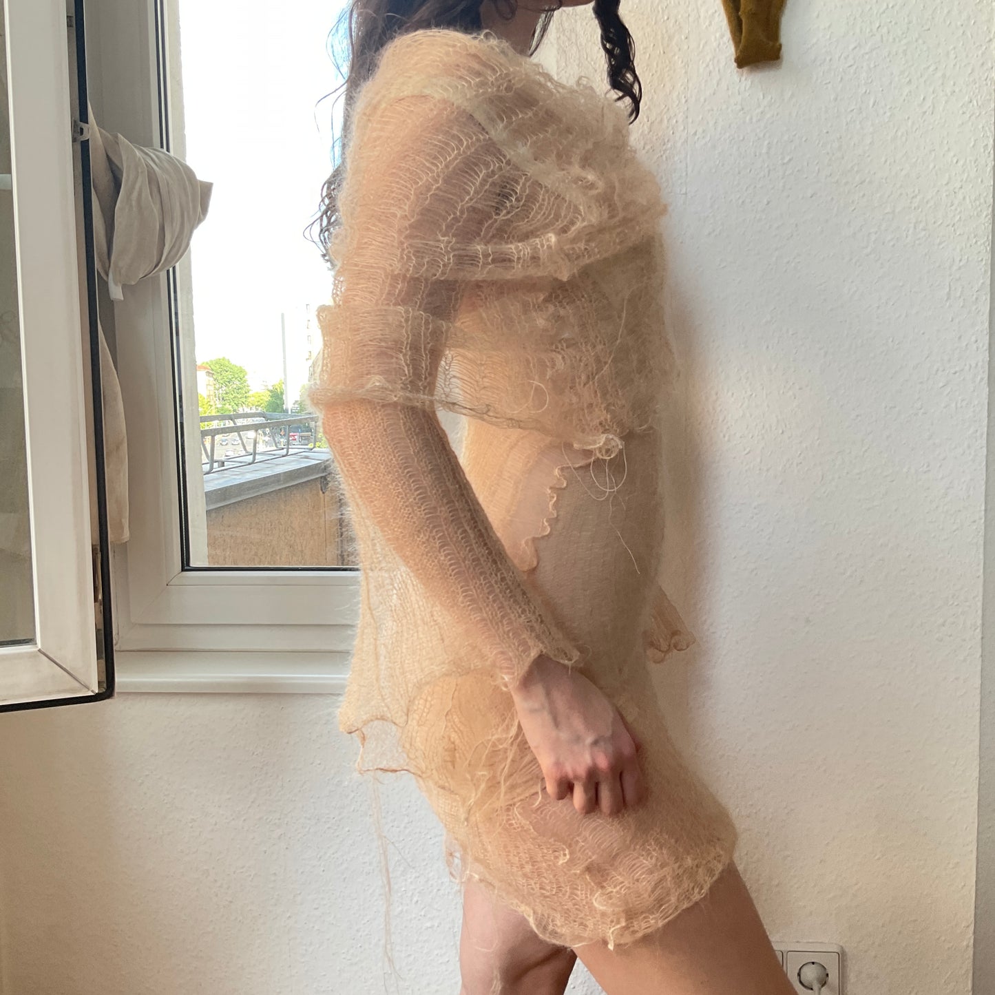 See through knit dress
