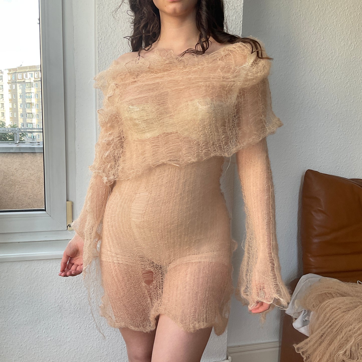 See through knit dress