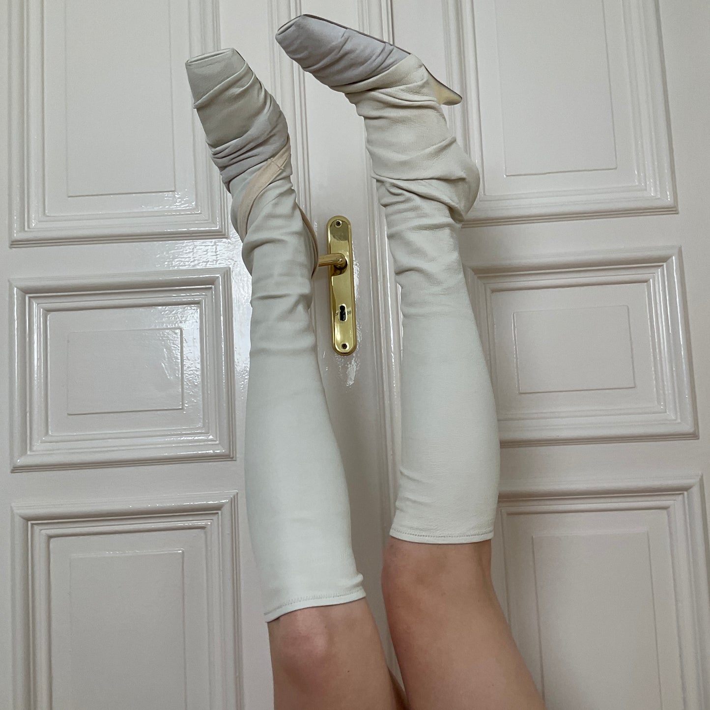 Rick Owens white leather sockboots