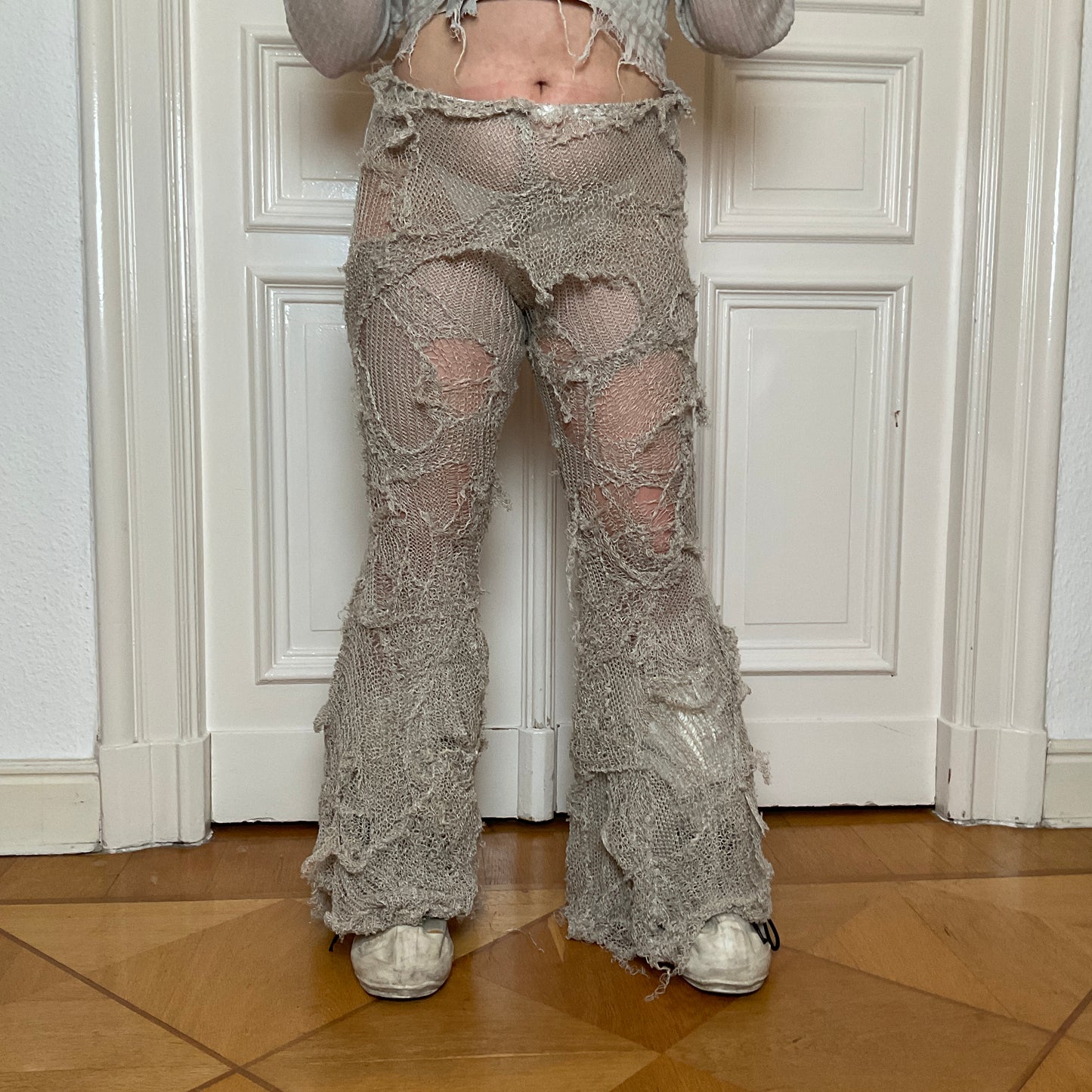 Grey Distressed Flares