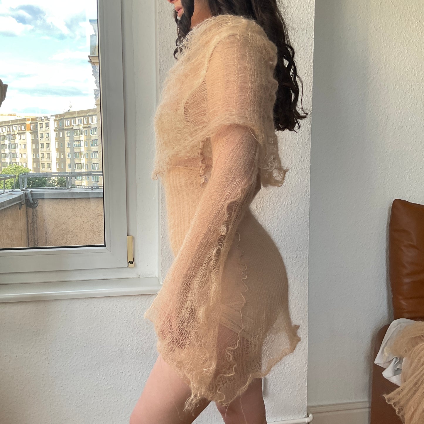 See through knit dress