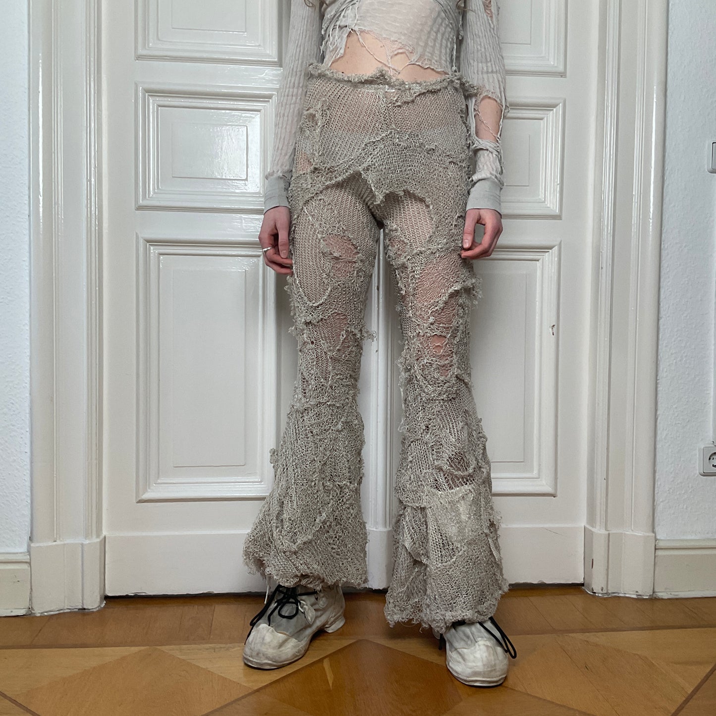 Grey Distressed Flares