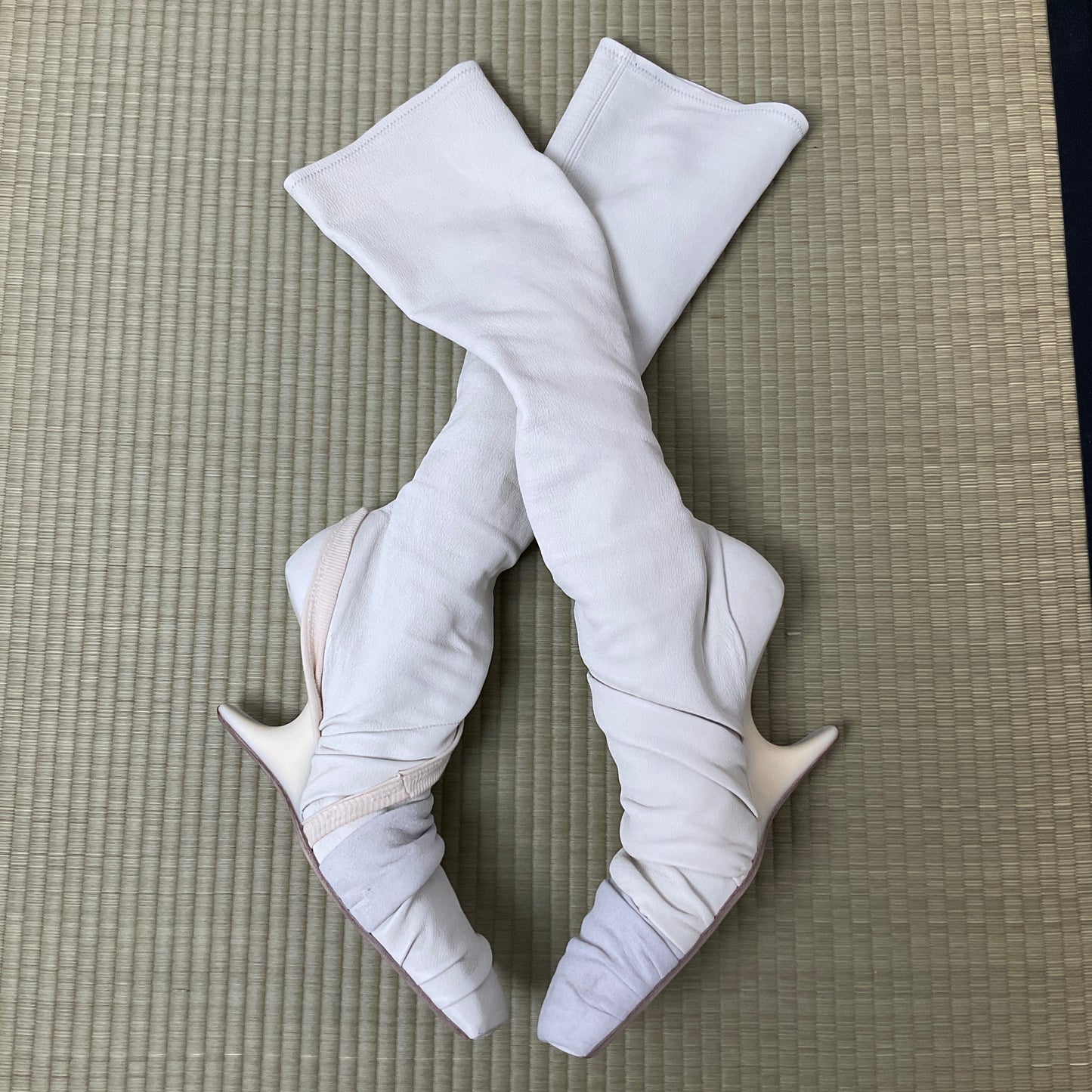 Rick Owens white leather sockboots