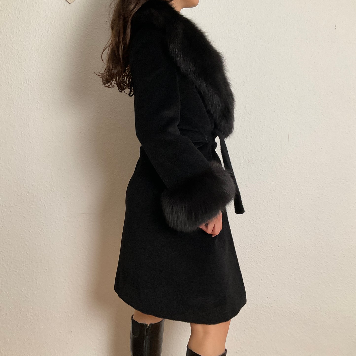 70s vintage black fur coat