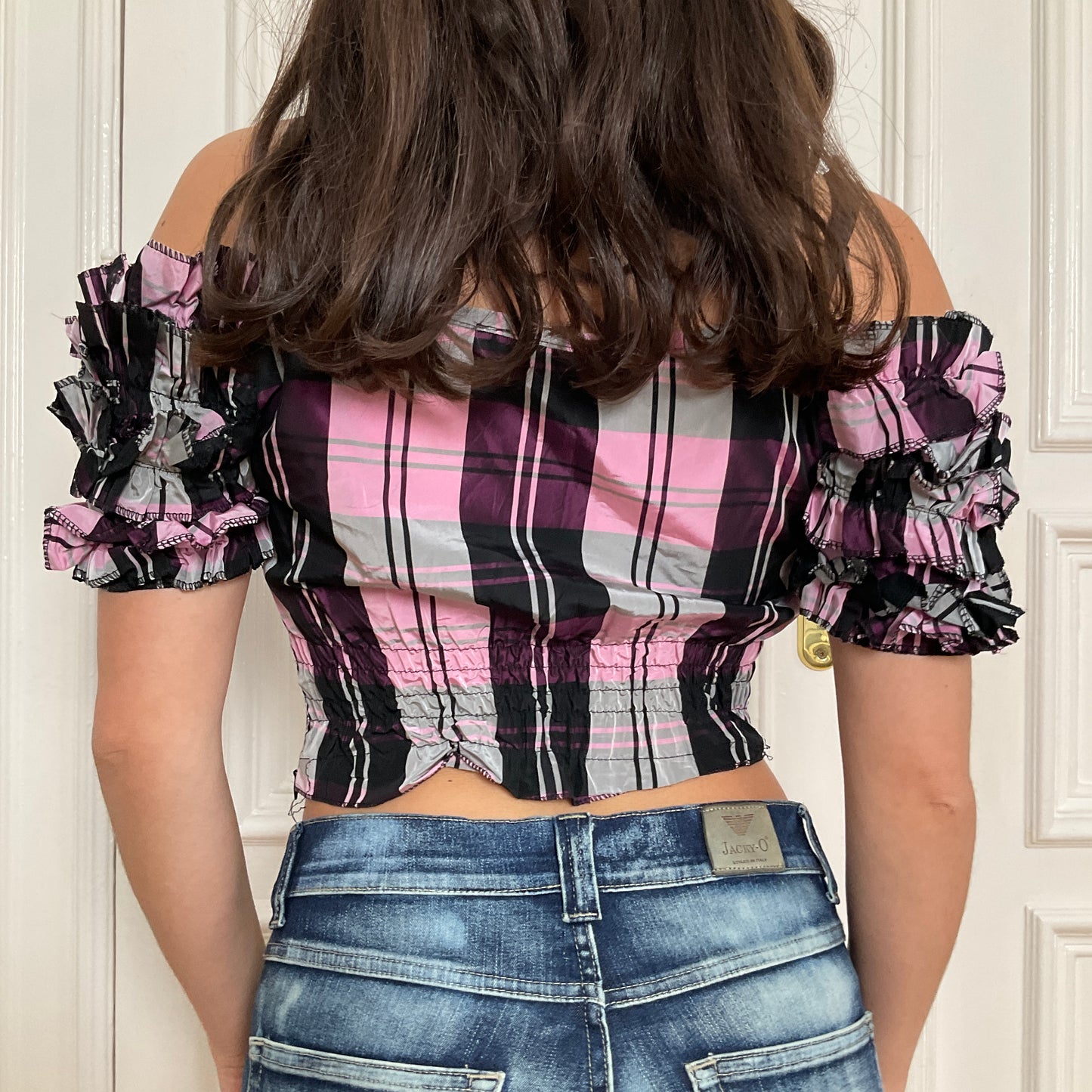 Pink tartan corset top