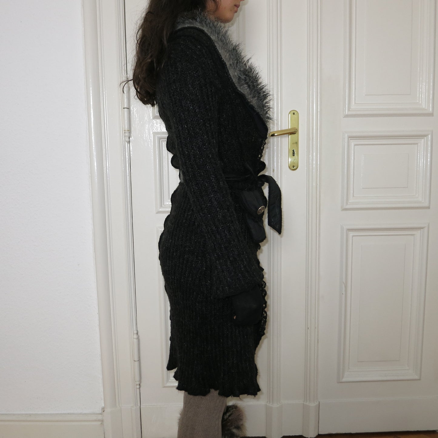 Furry knit cardigan