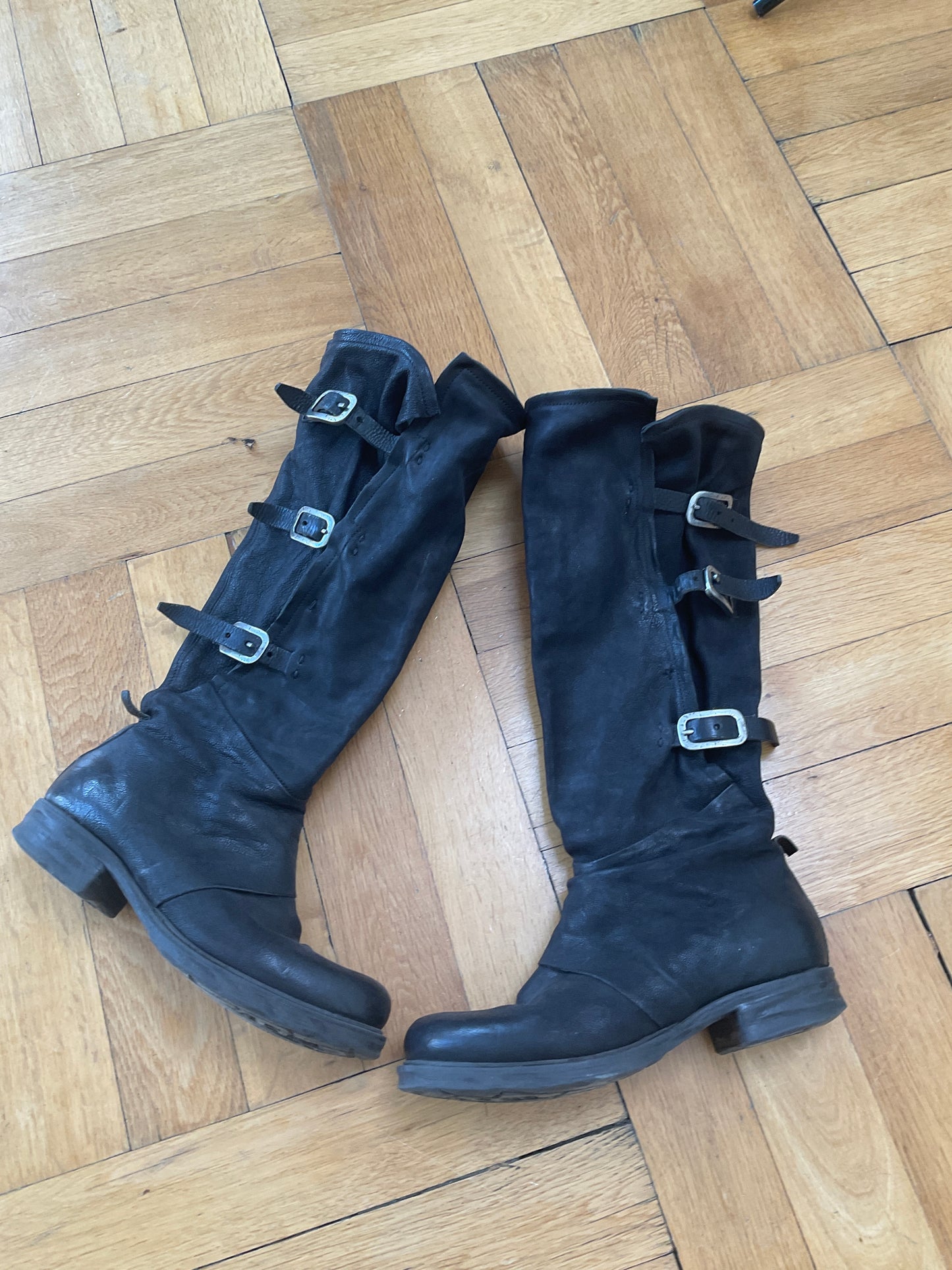 Black leather boots