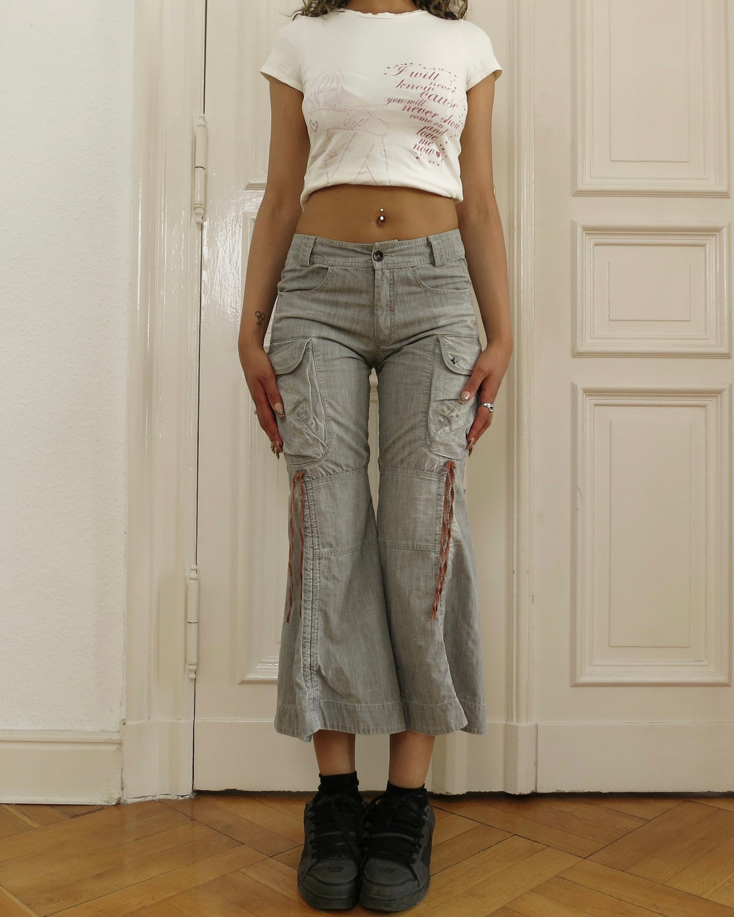 Jeans with gatherings