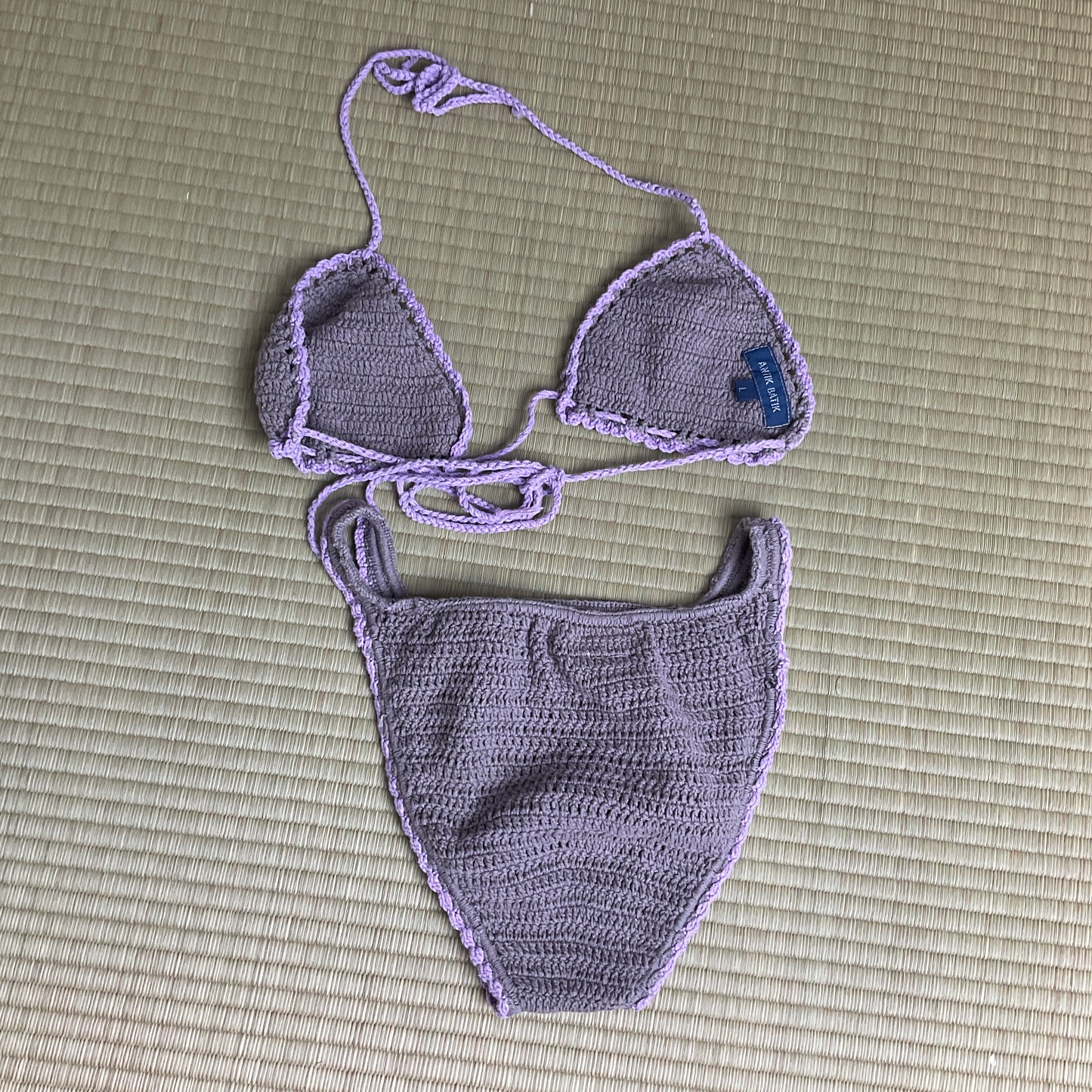 lilac and grey crochet bikini
