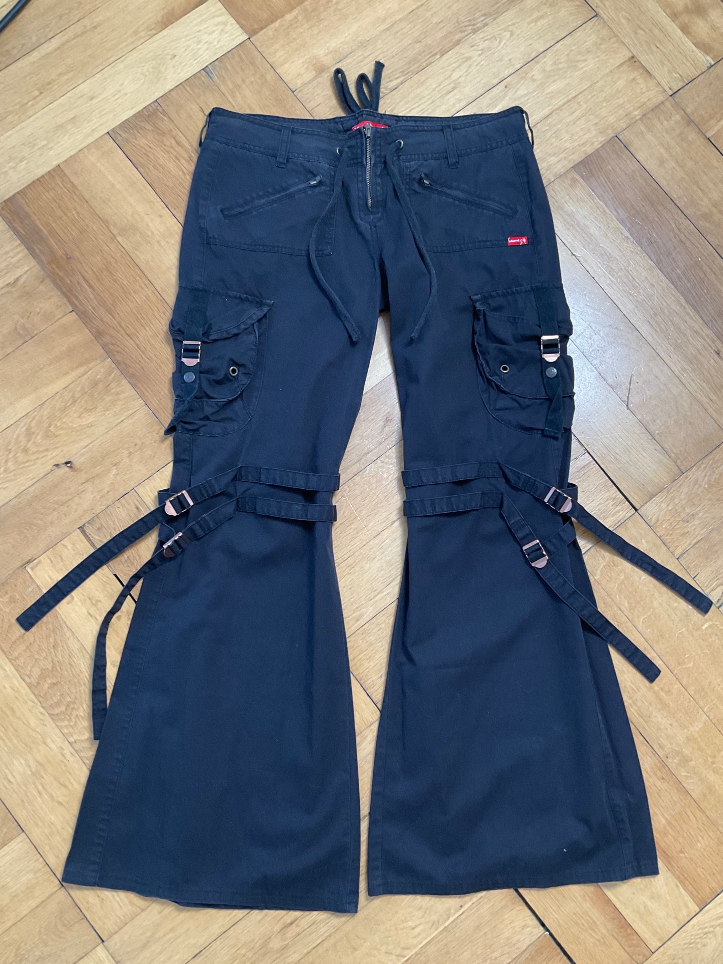 Flared black cargo pants