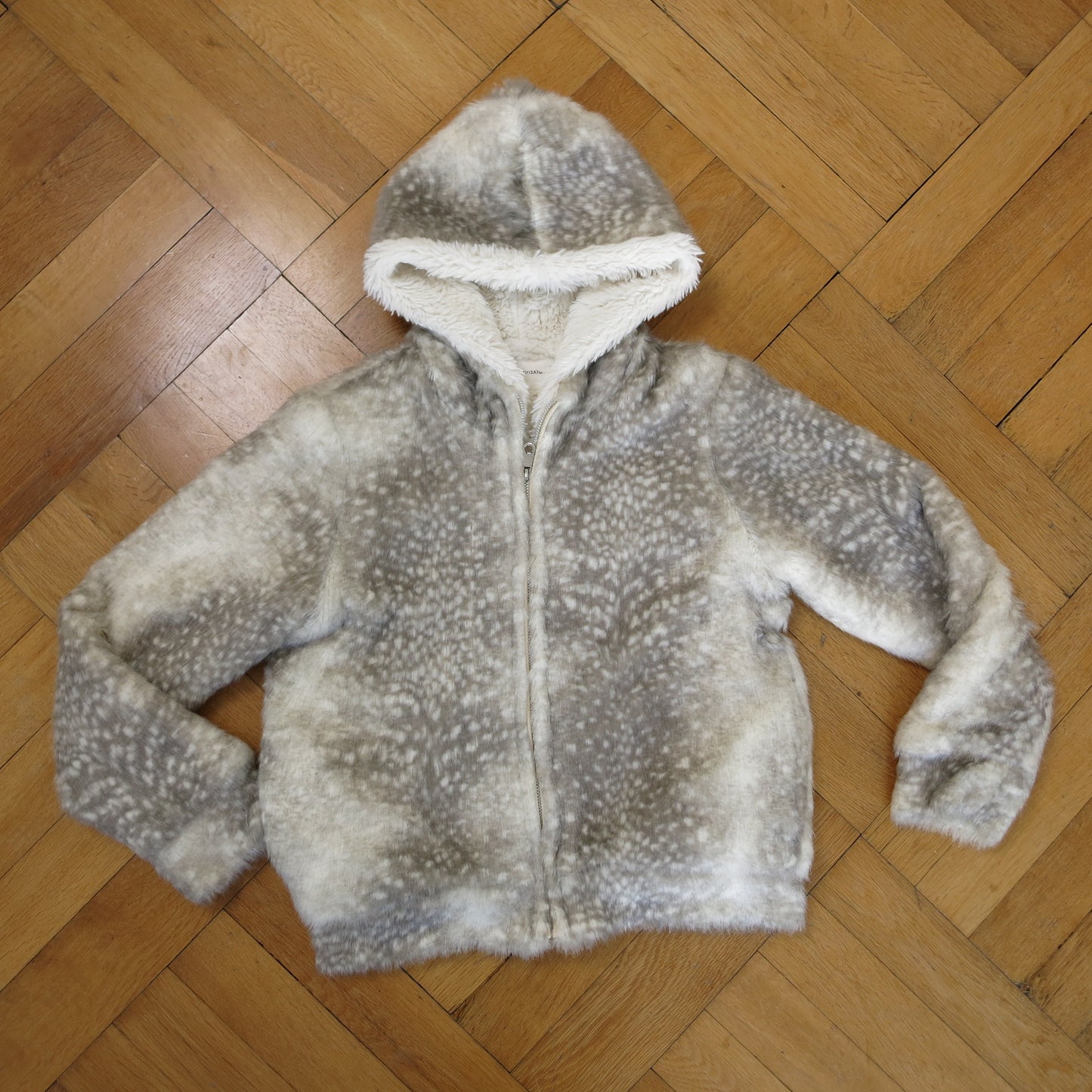Faux fur spotted seal hoodie
