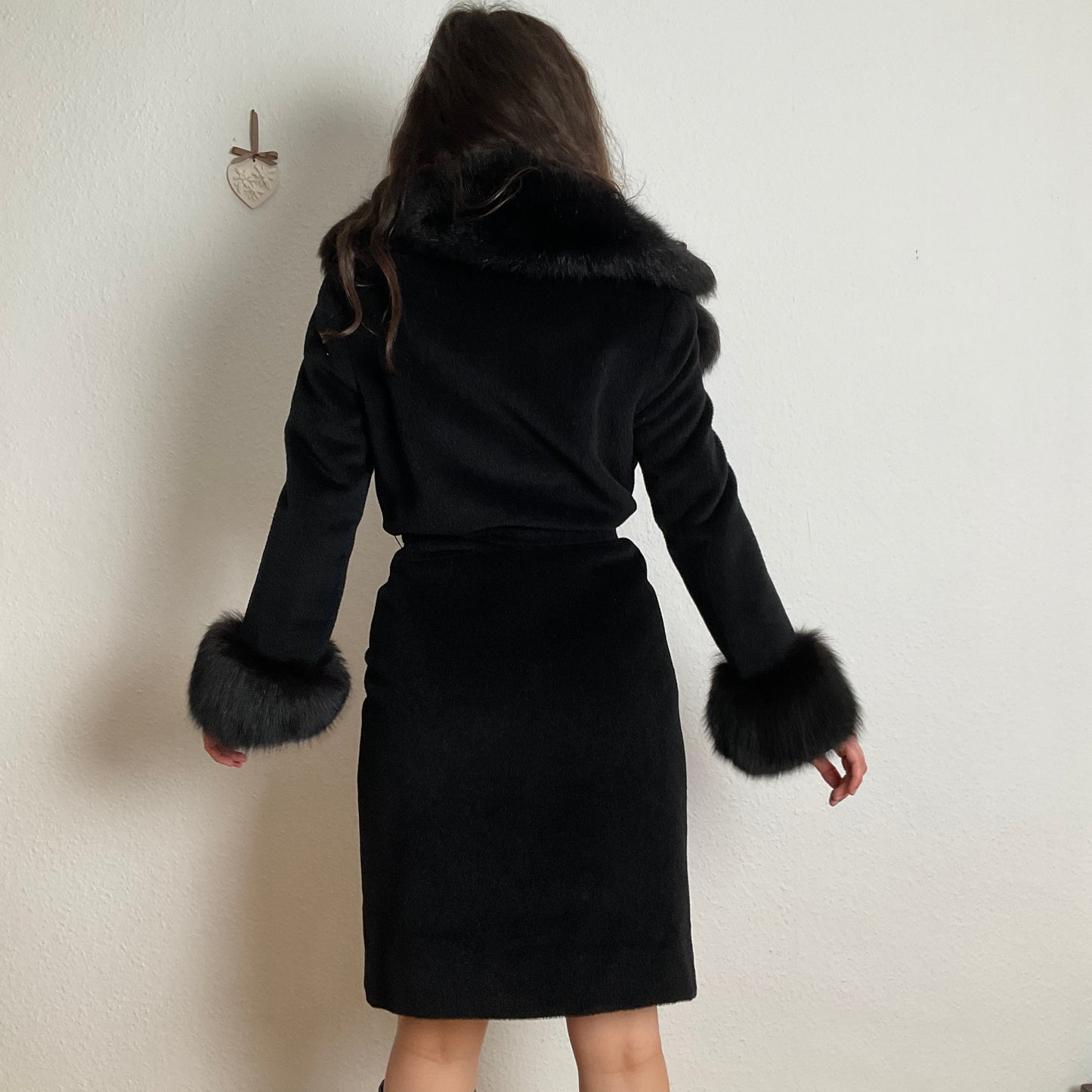 70s vintage black fur coat
