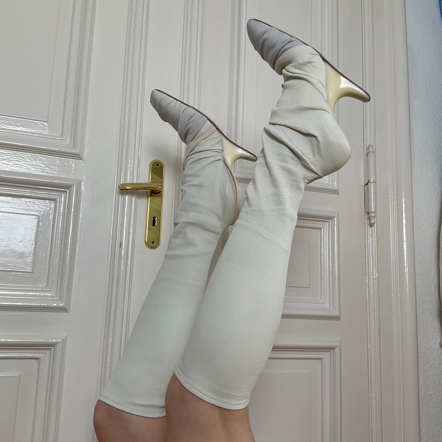 Rick Owens white leather sockboots