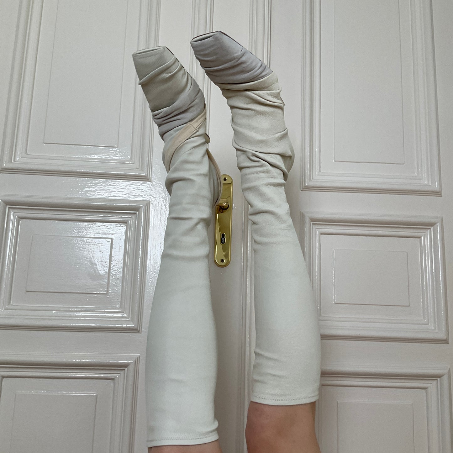 Rick Owens white leather sockboots