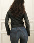 Leather jacket with pointed collar