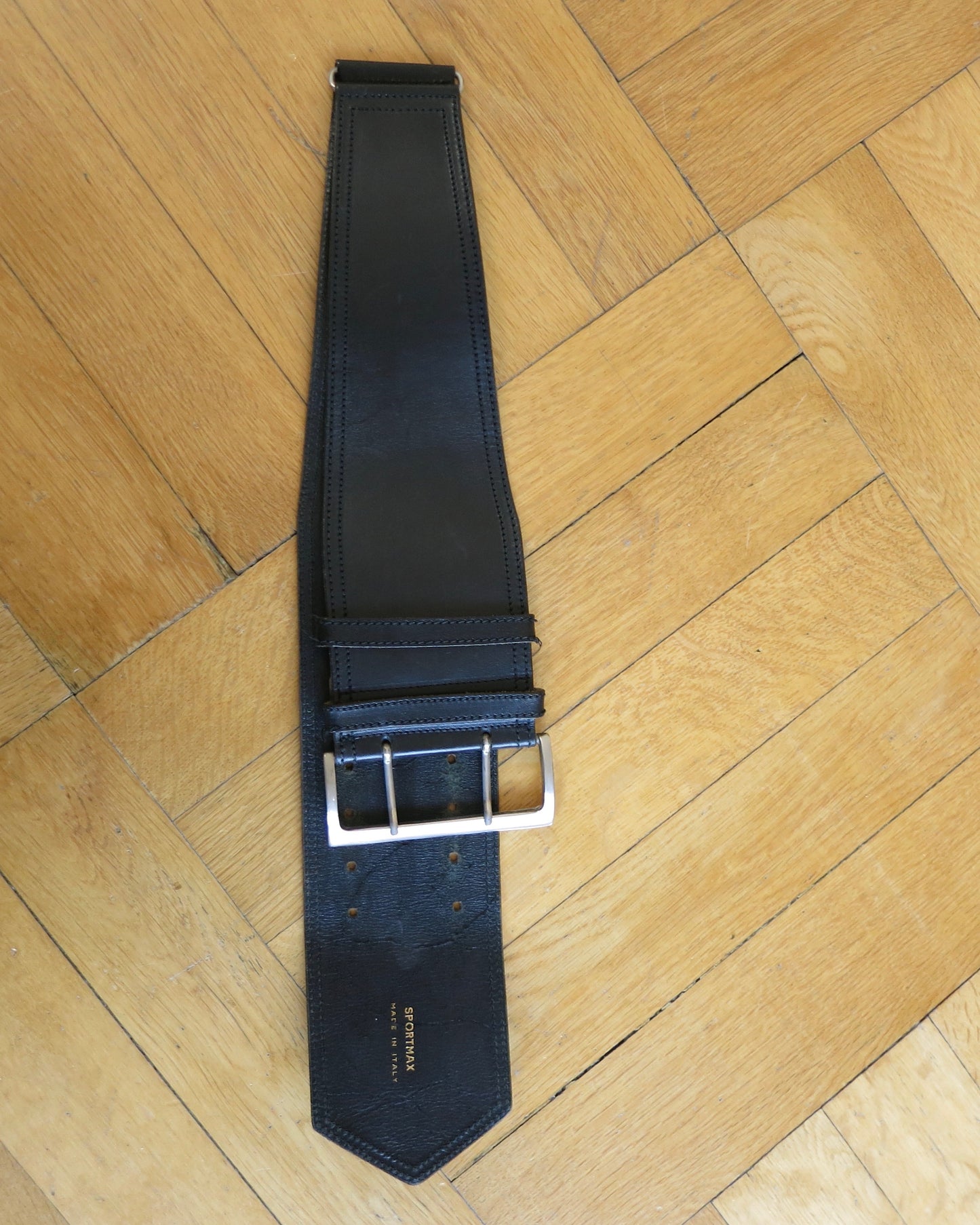 Chunky black leather belt