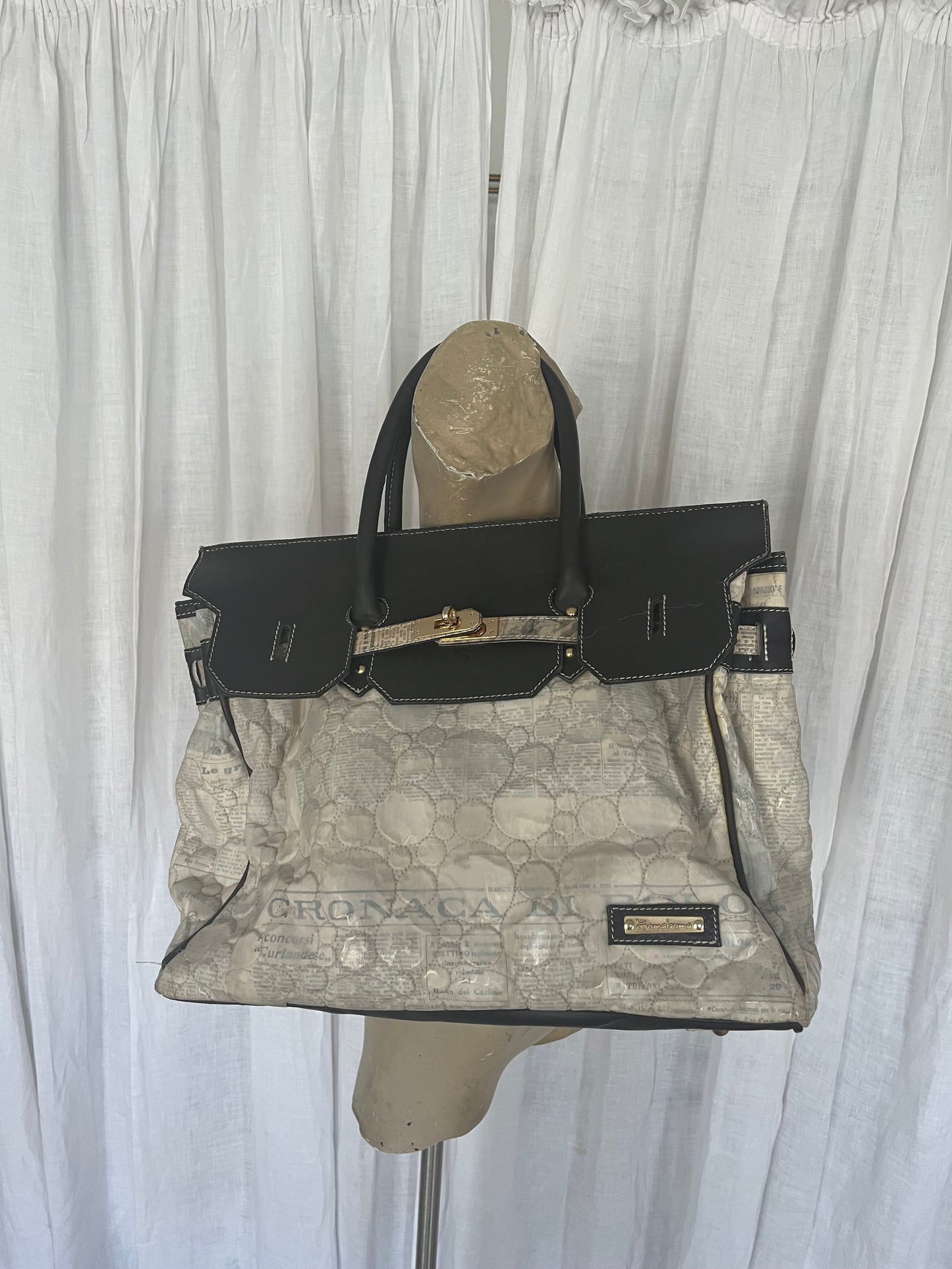 Newspaper distressed “birkin”