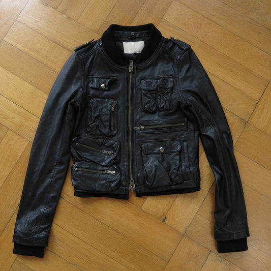 Leather utility jacket