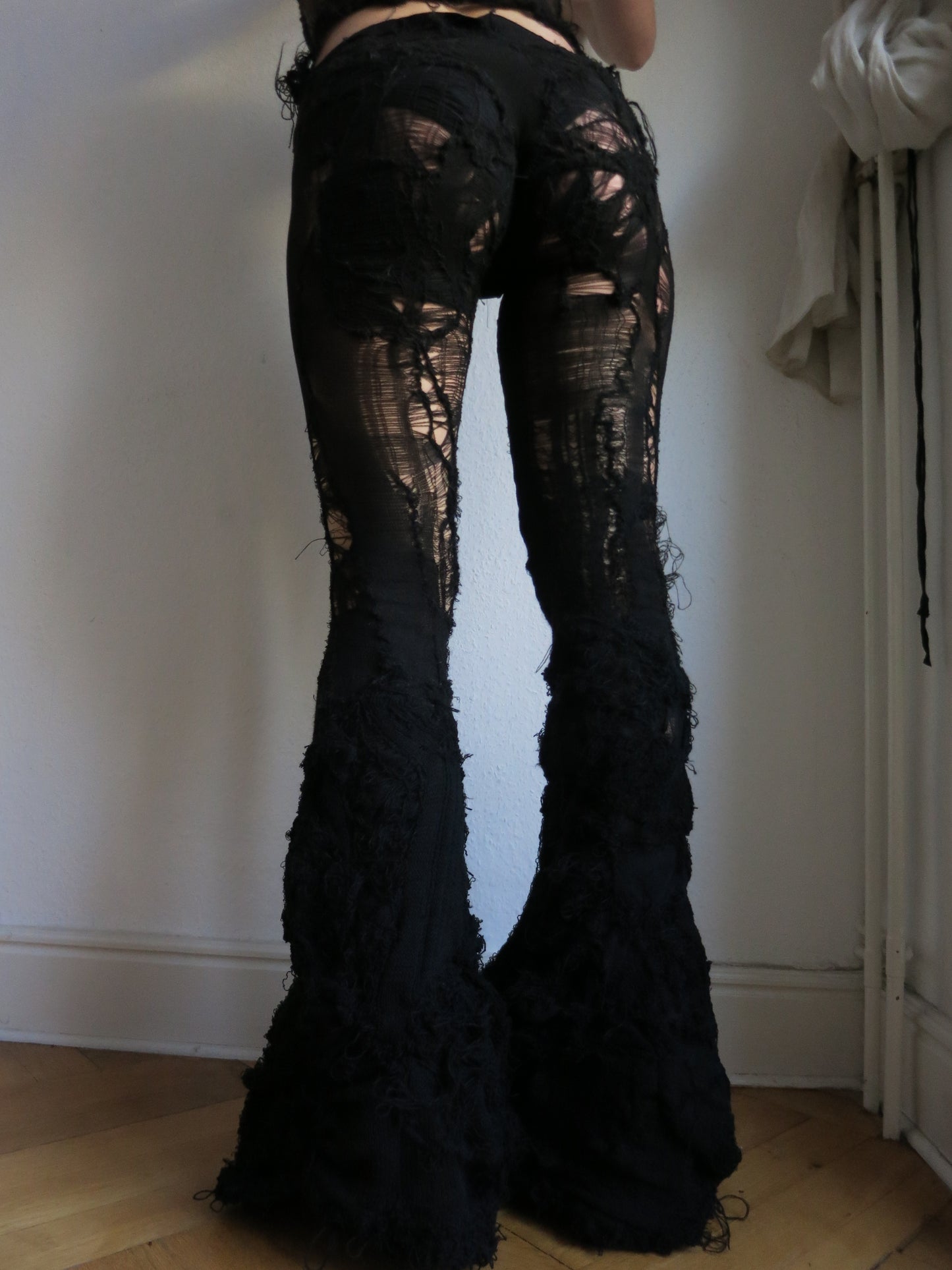 annina distressed knit flares