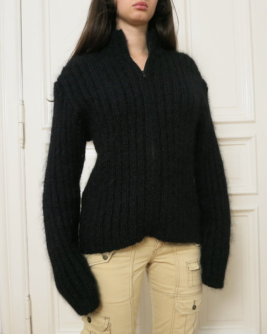 Mohair zipper cardigan