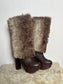 Milkmaid platform furry boots