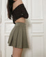 Army green pleated skirt