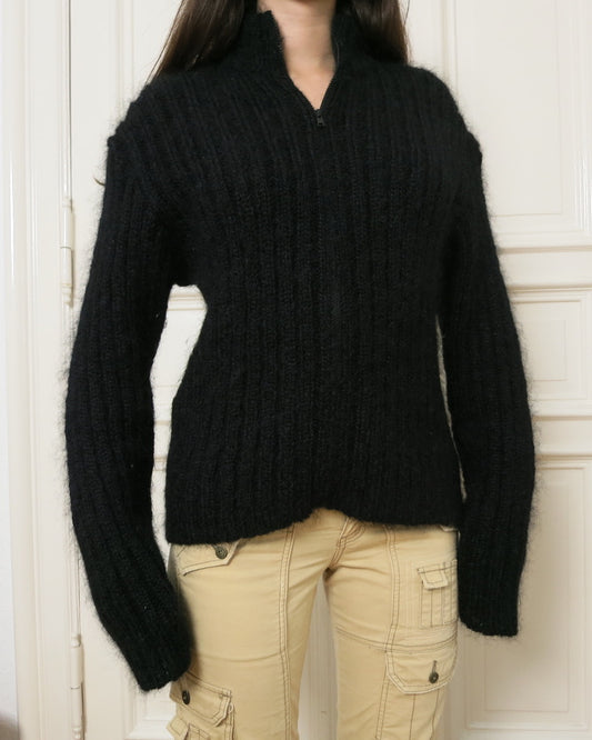 Mohair zipper cardigan