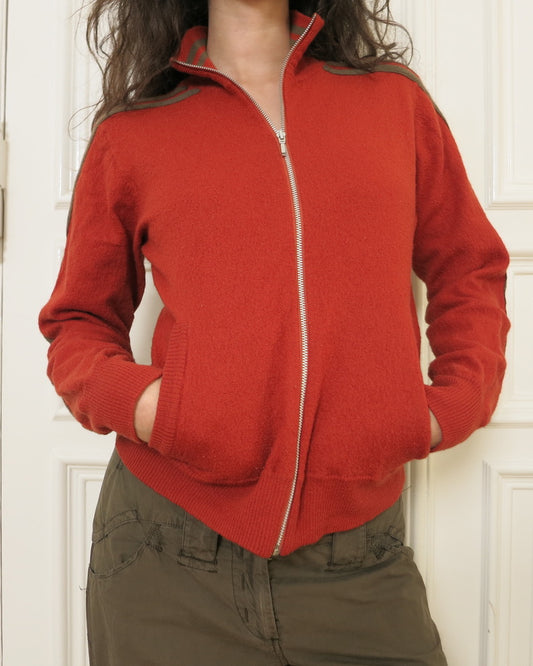 Knit zippered cardigan