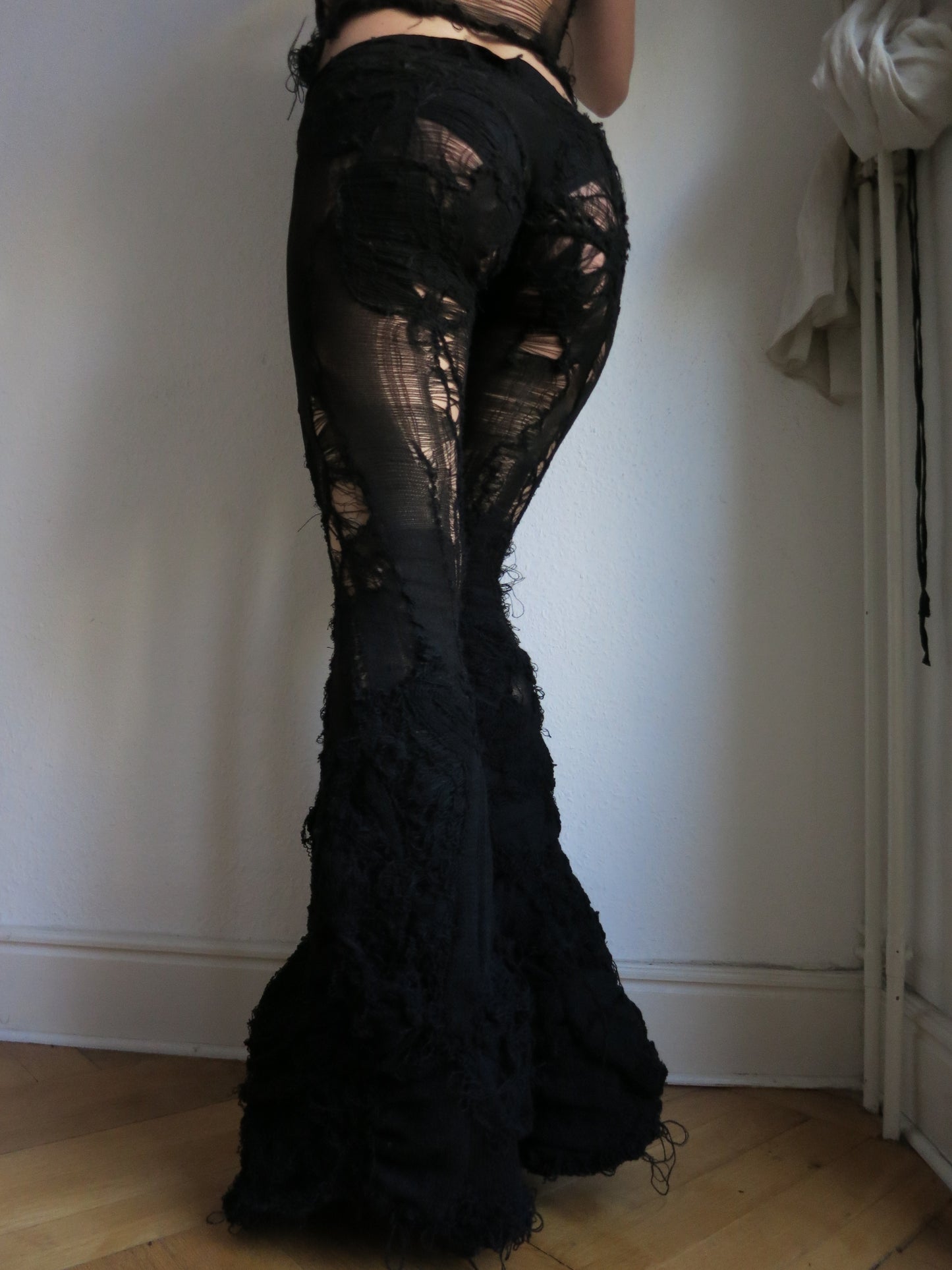 annina distressed knit flares