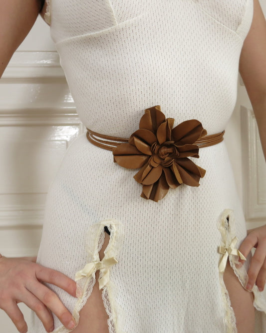 Brown leather flower accessory