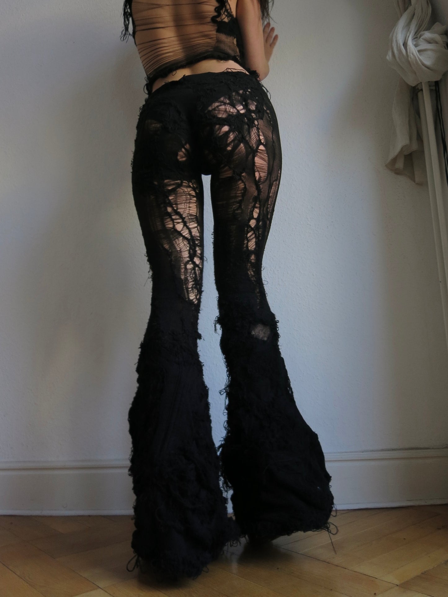 annina distressed knit flares