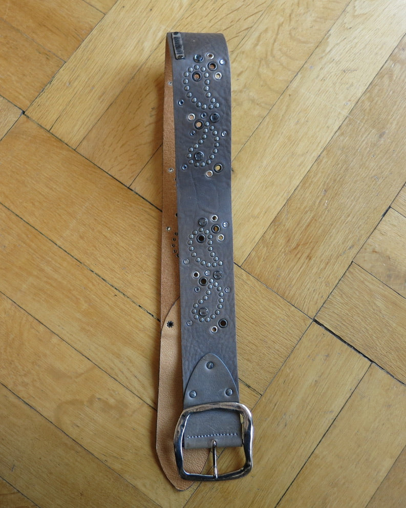 Grey leather belt