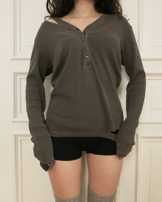 Distressed thermal longsleeve