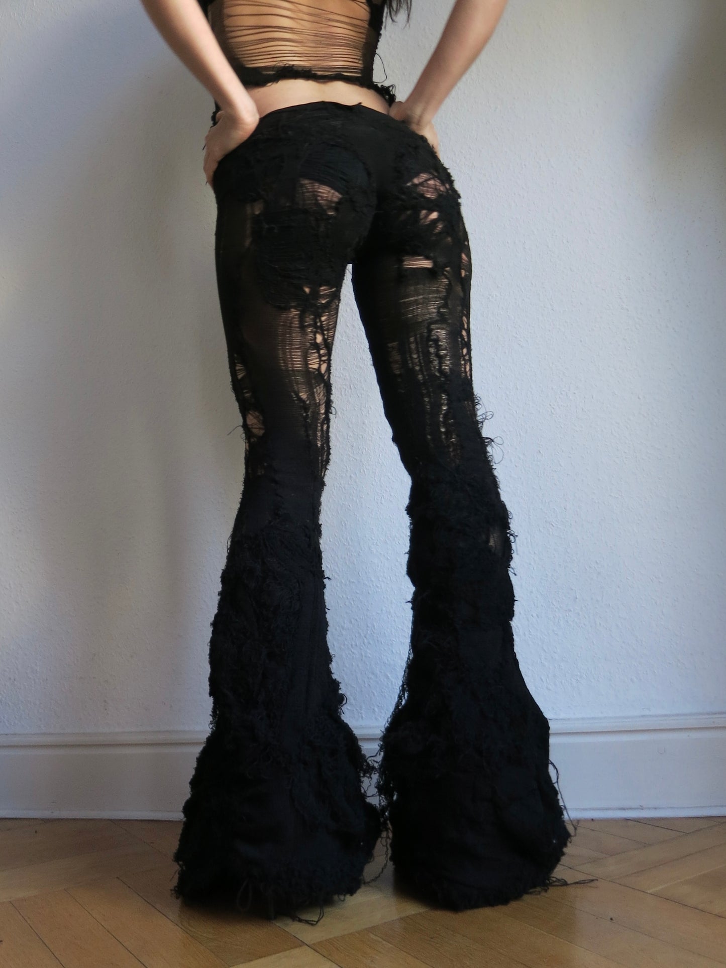 annina distressed knit flares
