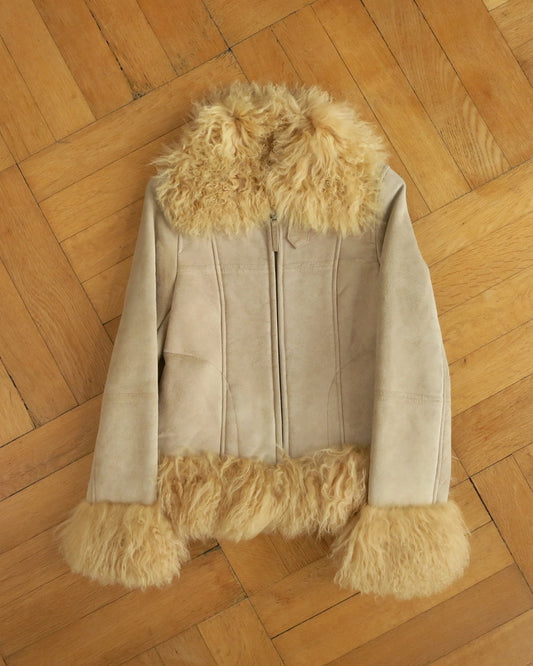 Suede jacket with fur