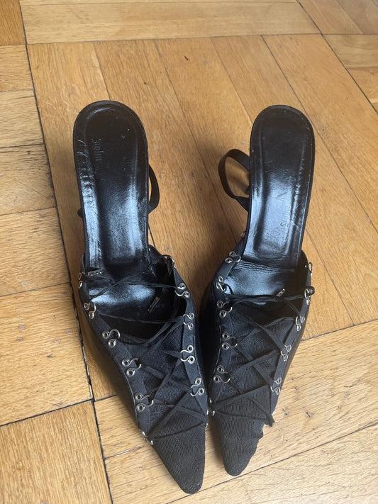 John Galliano laced up kitten heels