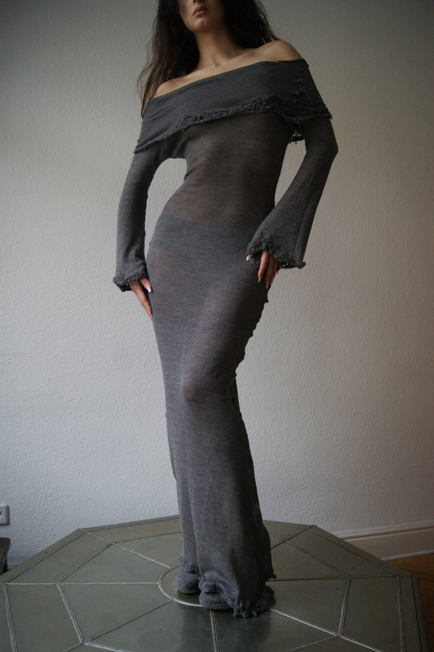 annina grey monkcore dress