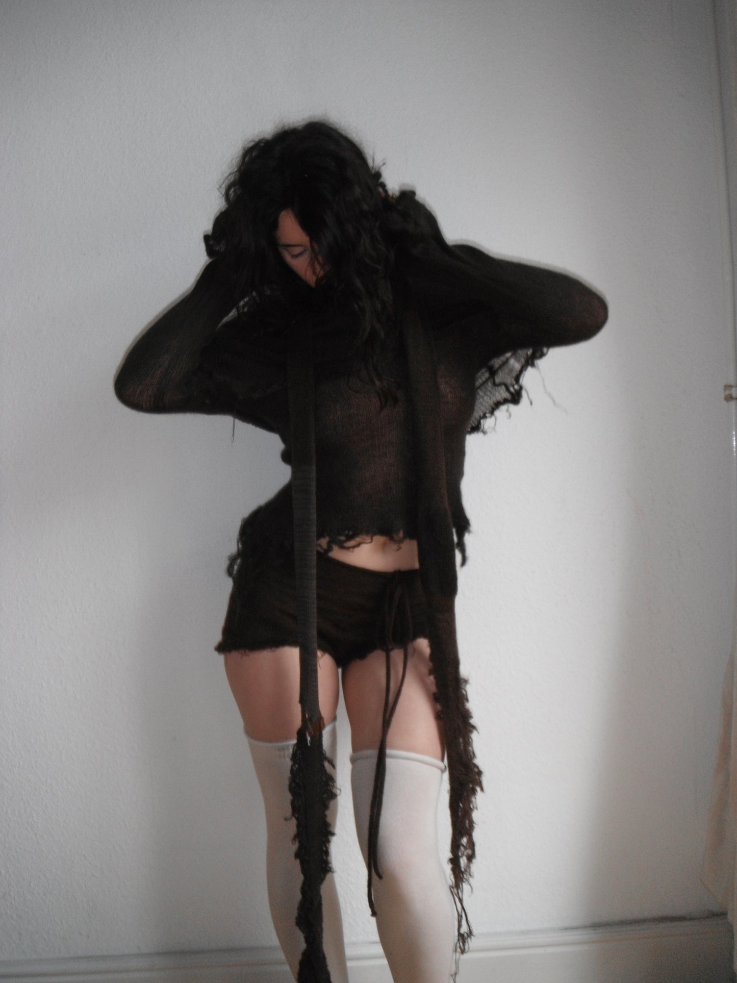 annina “les sœurs” brown mohair monkcore top