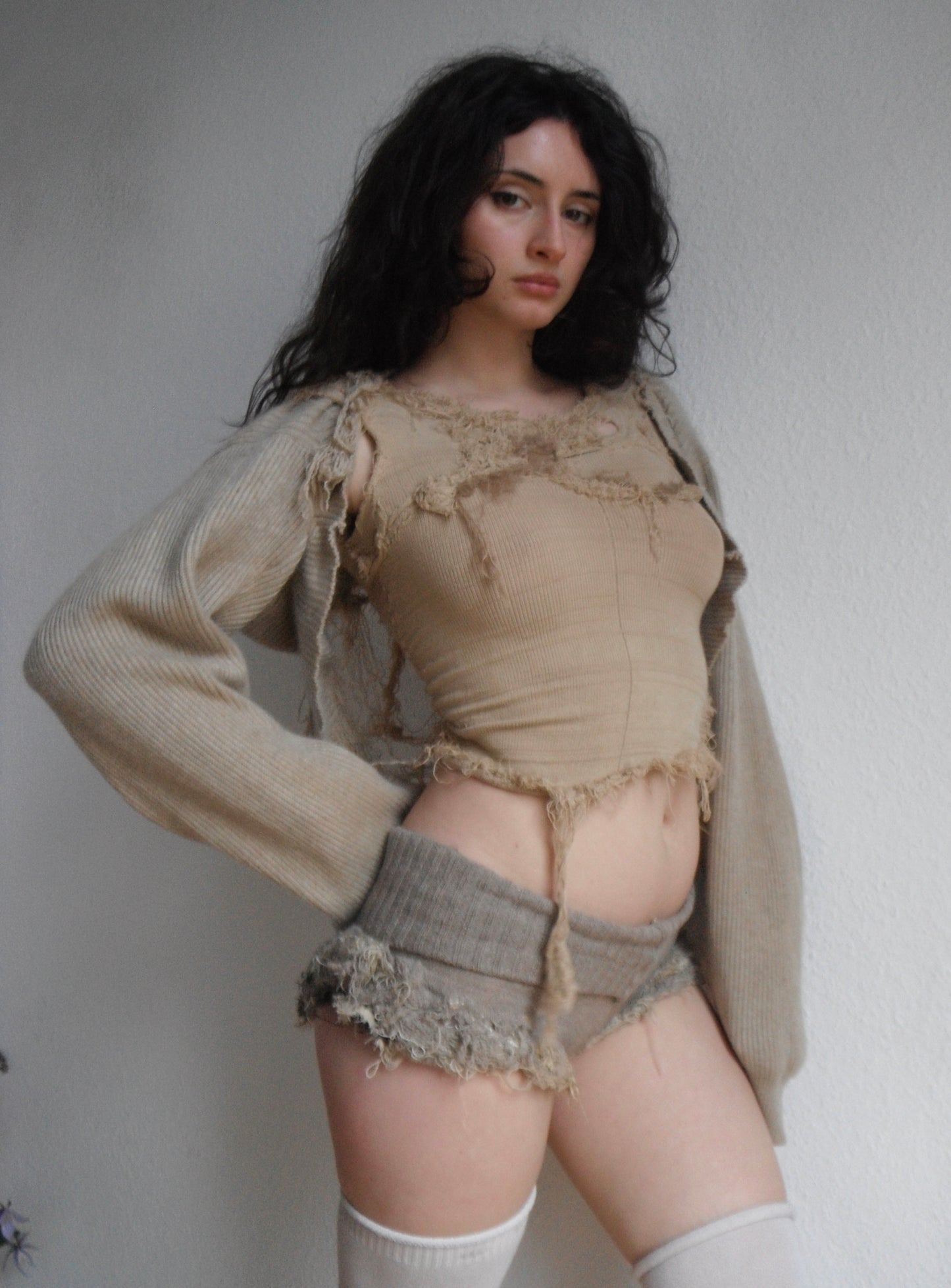 annina “les sœurs”distressed cashmere sweater