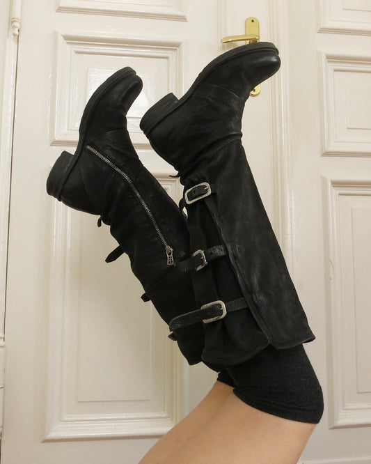 Black leather boots