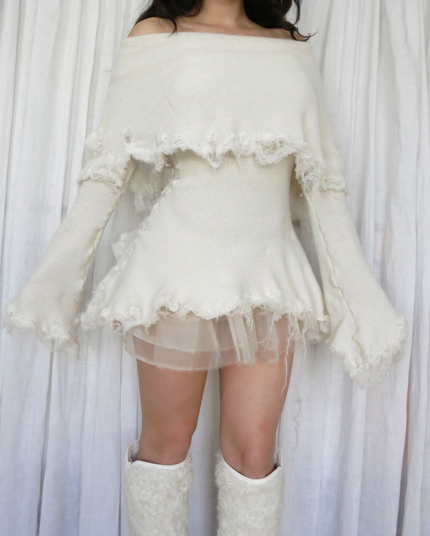 annina ivory mohair dress