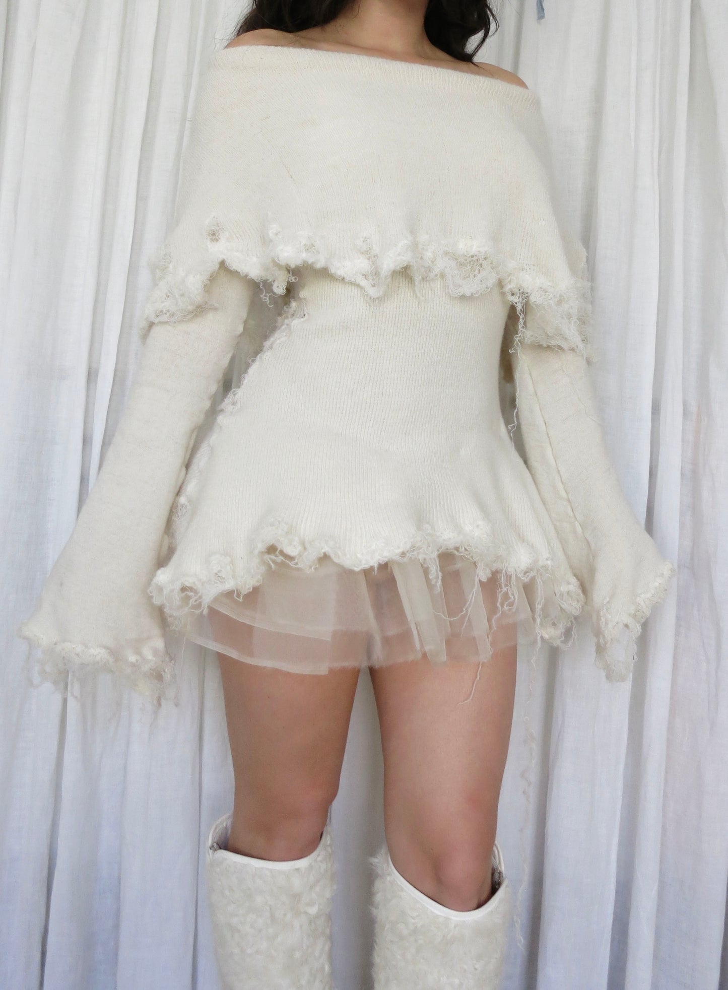 annina ivory mohair dress
