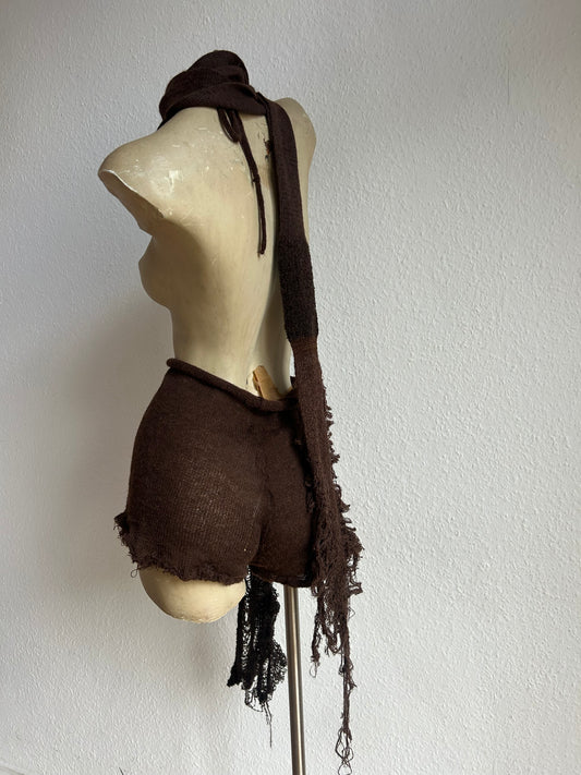 annina “les sœurs” brown micro scarf