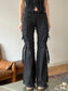 Flared trousers with lacing