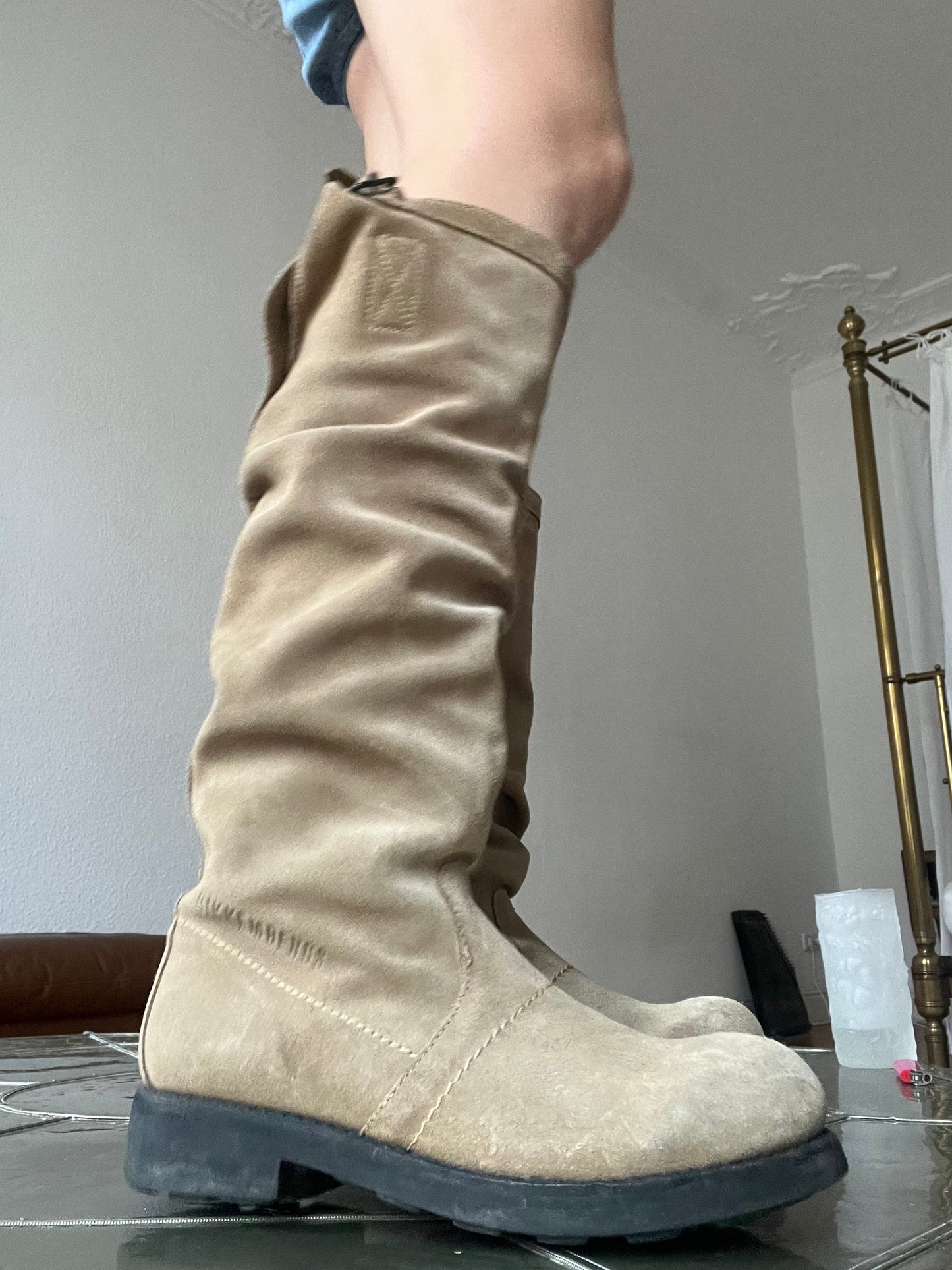 Bikkembergs slouchy beige boots