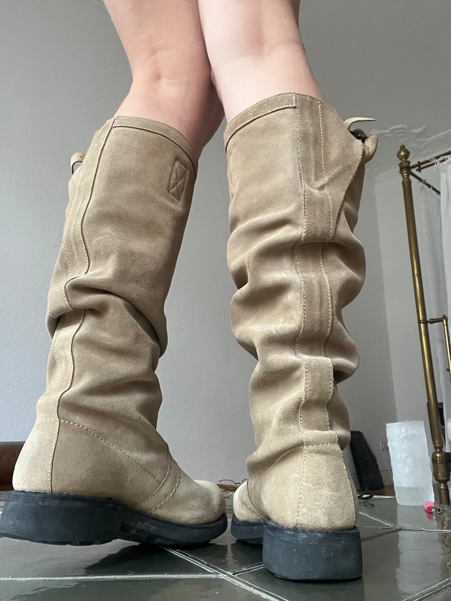 Bikkembergs slouchy beige boots