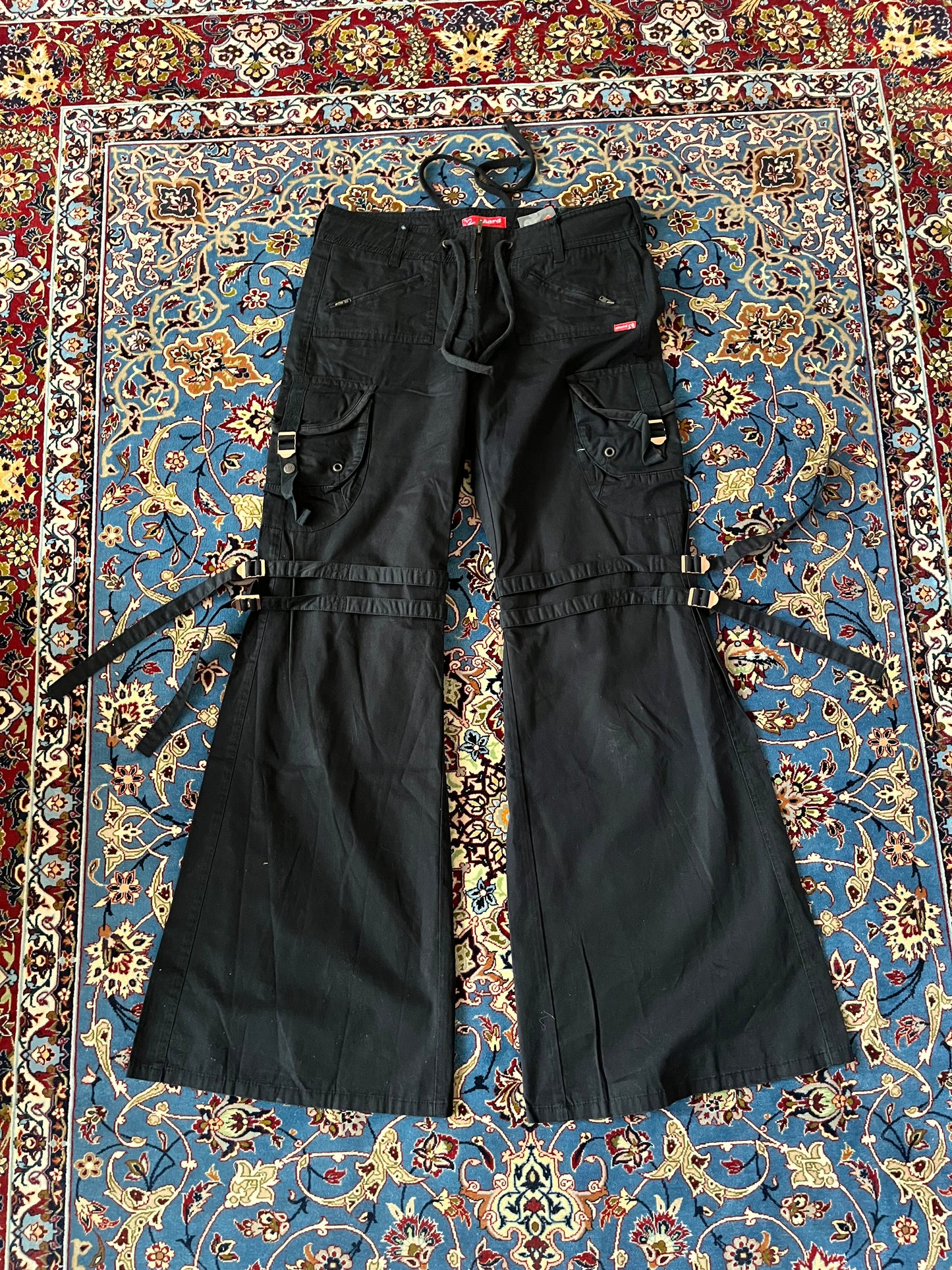 Flared trousers with lacing