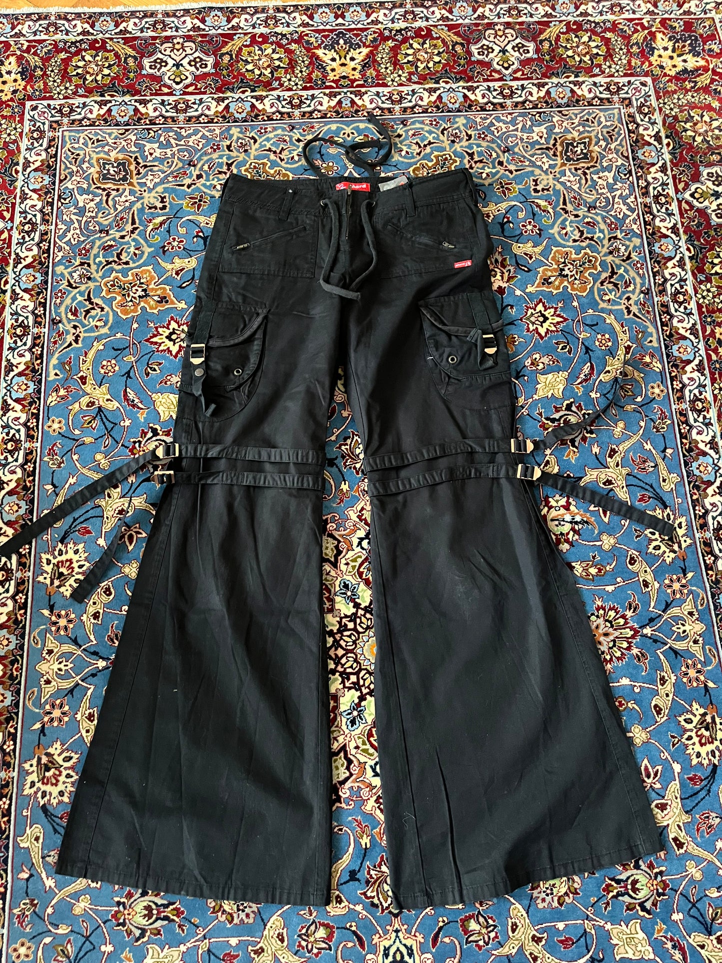 Flared trousers with lacing